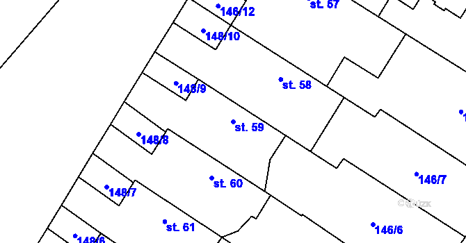 Parcela st. 59 v KÚ Převýšov, Katastrální mapa