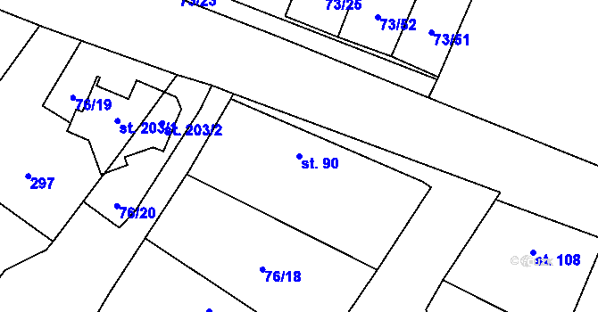 Parcela st. 90 v KÚ Převýšov, Katastrální mapa