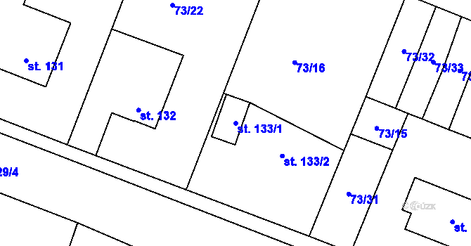 Parcela st. 133/1 v KÚ Převýšov, Katastrální mapa