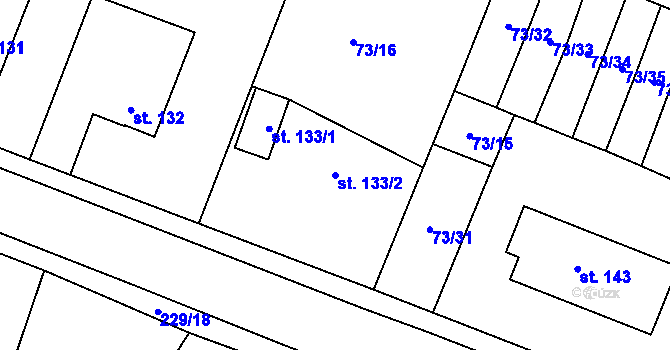 Parcela st. 133/2 v KÚ Převýšov, Katastrální mapa