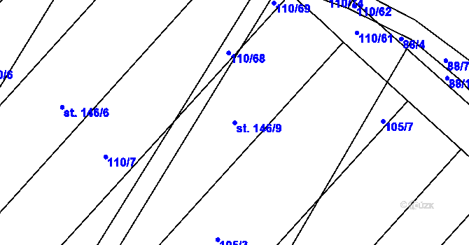 Parcela st. 146/9 v KÚ Převýšov, Katastrální mapa