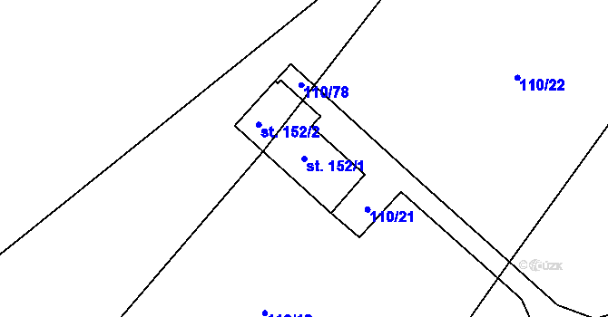 Parcela st. 152/1 v KÚ Převýšov, Katastrální mapa