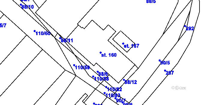 Parcela st. 160 v KÚ Převýšov, Katastrální mapa