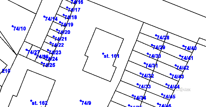 Parcela st. 161 v KÚ Převýšov, Katastrální mapa