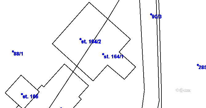 Parcela st. 164/1 v KÚ Převýšov, Katastrální mapa