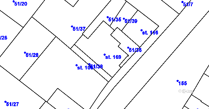 Parcela st. 169 v KÚ Převýšov, Katastrální mapa