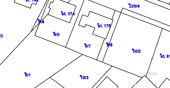 Parcela st. 8/7 v KÚ Převýšov, Katastrální mapa