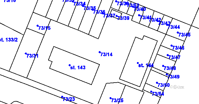 Parcela st. 73/14 v KÚ Převýšov, Katastrální mapa