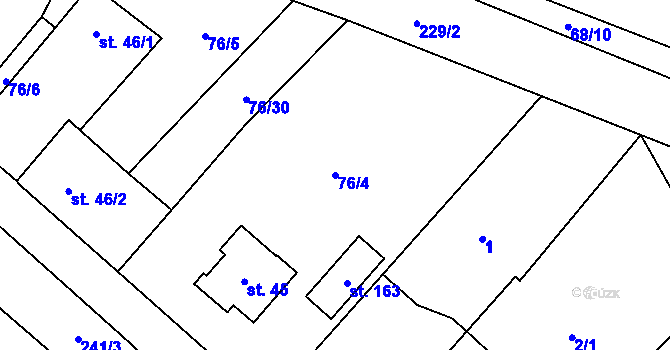Parcela st. 76/4 v KÚ Převýšov, Katastrální mapa