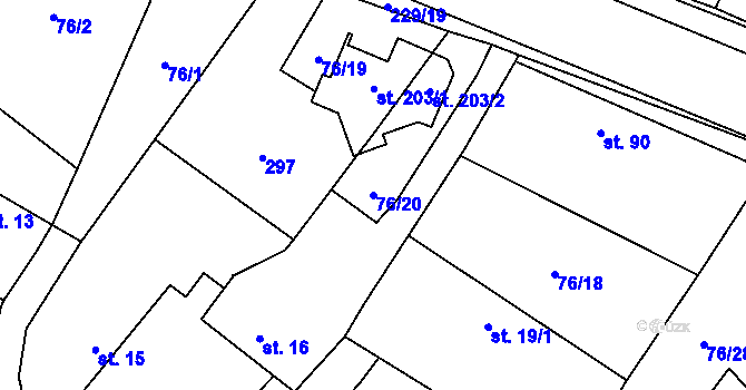 Parcela st. 76/20 v KÚ Převýšov, Katastrální mapa