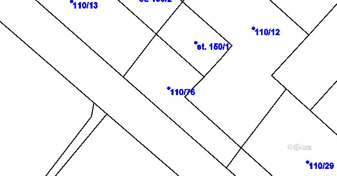 Parcela st. 110/76 v KÚ Převýšov, Katastrální mapa