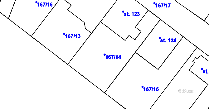 Parcela st. 167/14 v KÚ Převýšov, Katastrální mapa