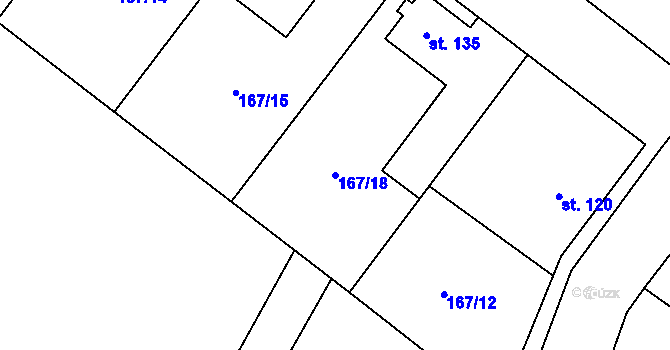 Parcela st. 167/18 v KÚ Převýšov, Katastrální mapa