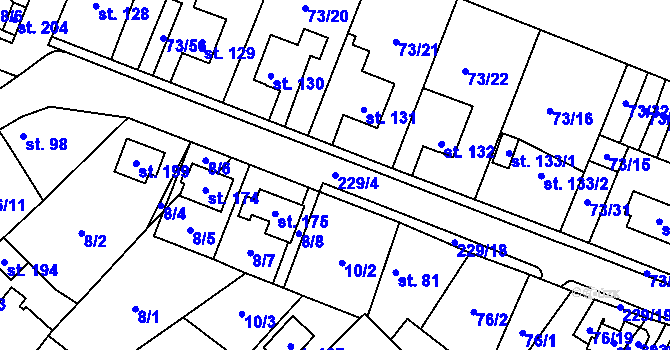 Parcela st. 229/4 v KÚ Převýšov, Katastrální mapa