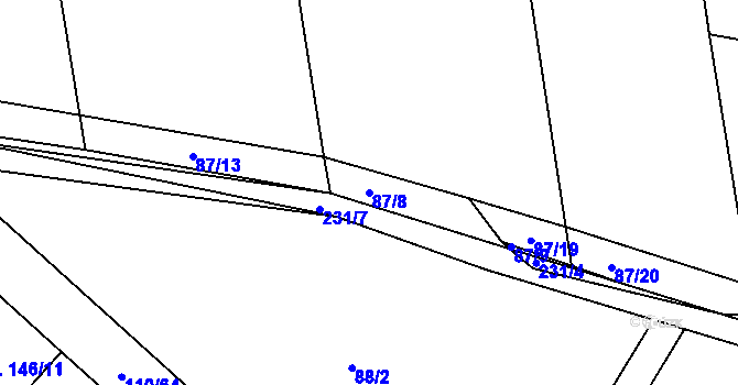 Parcela st. 87/8 v KÚ Převýšov, Katastrální mapa