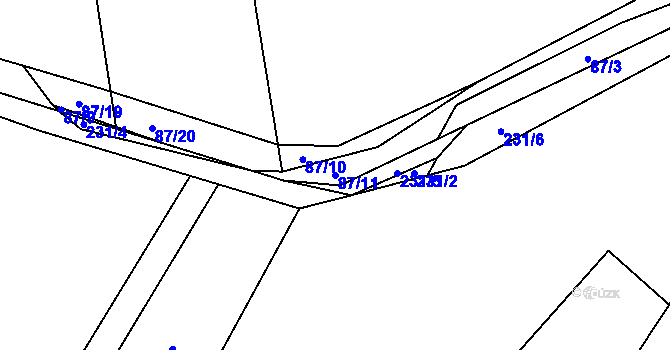 Parcela st. 87/11 v KÚ Převýšov, Katastrální mapa