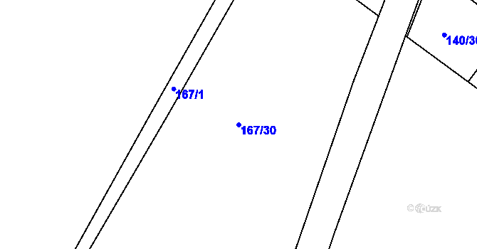 Parcela st. 167/30 v KÚ Převýšov, Katastrální mapa