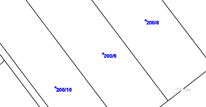 Parcela st. 200/9 v KÚ Převýšov, Katastrální mapa