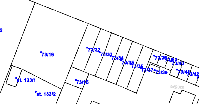 Parcela st. 73/33 v KÚ Převýšov, Katastrální mapa