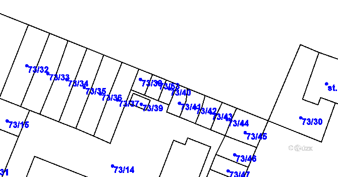 Parcela st. 73/40 v KÚ Převýšov, Katastrální mapa