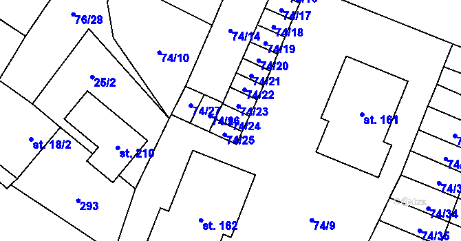 Parcela st. 74/24 v KÚ Převýšov, Katastrální mapa