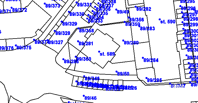 Parcela st. 589 v KÚ Přezletice, Katastrální mapa