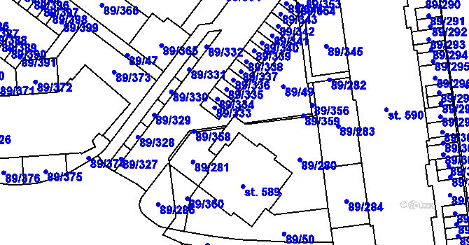 Parcela st. 89/357 v KÚ Přezletice, Katastrální mapa
