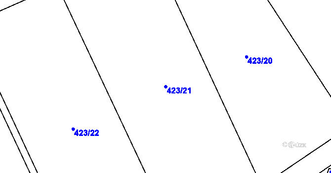 Parcela st. 423/21 v KÚ Přezletice, Katastrální mapa