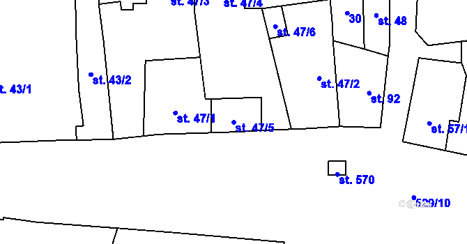 Parcela st. 47/5 v KÚ Přezletice, Katastrální mapa