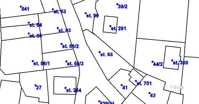 Parcela st. 65 v KÚ Přezletice, Katastrální mapa