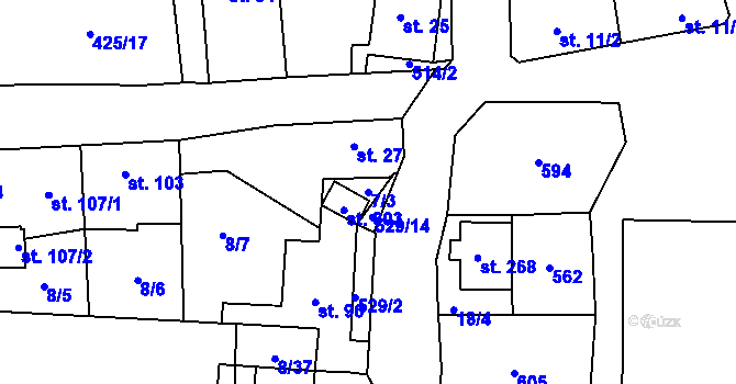 Parcela st. 7/3 v KÚ Přezletice, Katastrální mapa