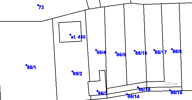 Parcela st. 66/4 v KÚ Přezletice, Katastrální mapa