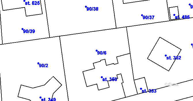 Parcela st. 90/6 v KÚ Přezletice, Katastrální mapa