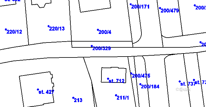 Parcela st. 200/6 v KÚ Přezletice, Katastrální mapa