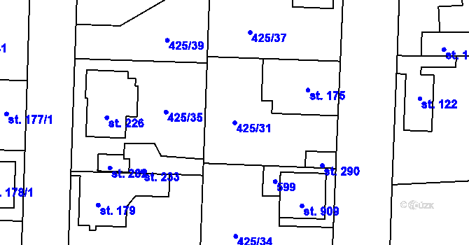 Parcela st. 425/31 v KÚ Přezletice, Katastrální mapa