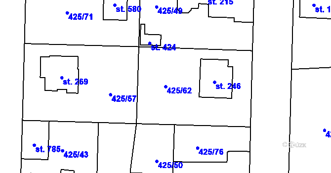 Parcela st. 425/62 v KÚ Přezletice, Katastrální mapa