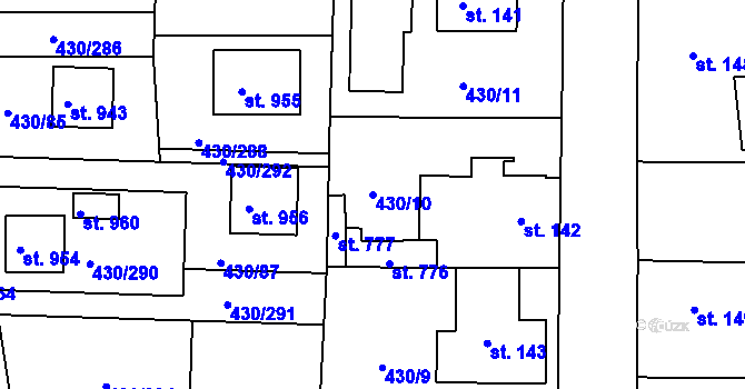 Parcela st. 430/10 v KÚ Přezletice, Katastrální mapa