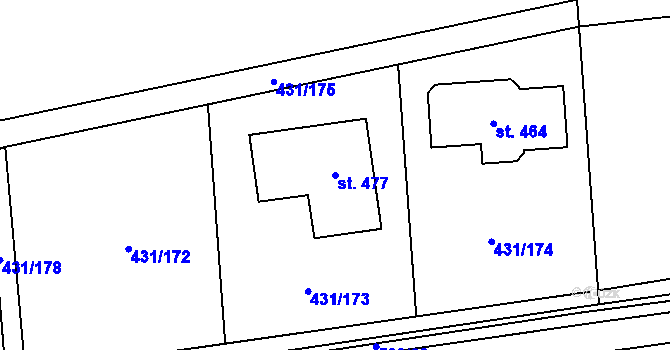 Parcela st. 477 v KÚ Přezletice, Katastrální mapa