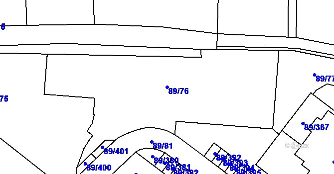 Parcela st. 89/76 v KÚ Přezletice, Katastrální mapa