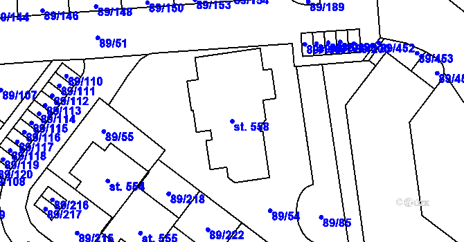 Parcela st. 558 v KÚ Přezletice, Katastrální mapa