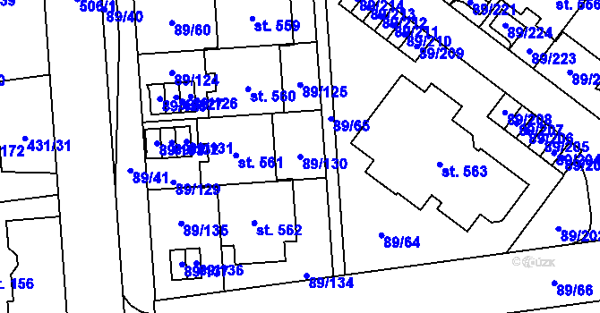Parcela st. 89/130 v KÚ Přezletice, Katastrální mapa