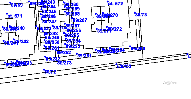 Parcela st. 89/266 v KÚ Přezletice, Katastrální mapa