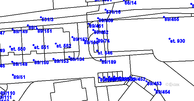 Parcela st. 646 v KÚ Přezletice, Katastrální mapa