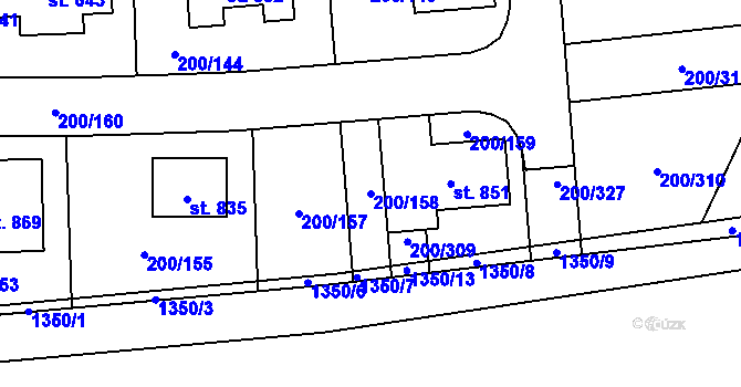 Parcela st. 200/158 v KÚ Přezletice, Katastrální mapa