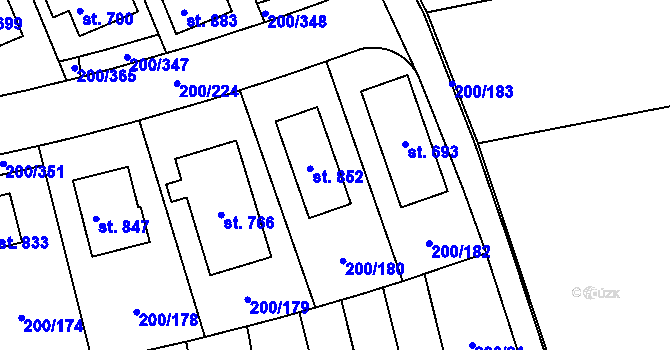 Parcela st. 200/181 v KÚ Přezletice, Katastrální mapa