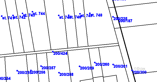 Parcela st. 200/408 v KÚ Přezletice, Katastrální mapa