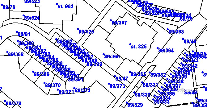 Parcela st. 89/366 v KÚ Přezletice, Katastrální mapa