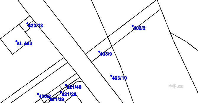 Parcela st. 403/9 v KÚ Přezletice, Katastrální mapa