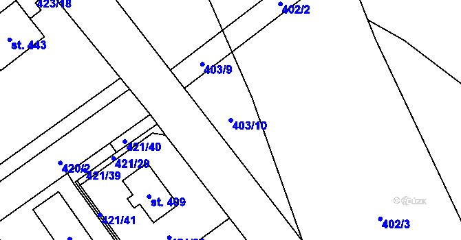 Parcela st. 403/10 v KÚ Přezletice, Katastrální mapa