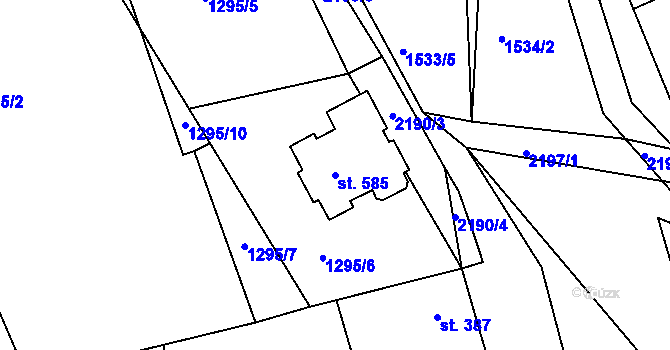 Parcela st. 585 v KÚ Přibice, Katastrální mapa